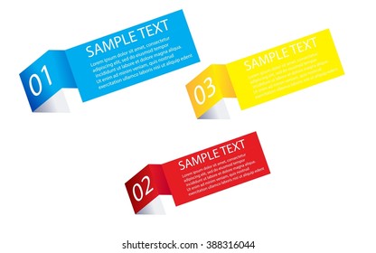 3D vector infographic banner with color cards numbers and place for text eps10