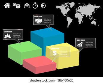3D vector infographic banner with cubes numbers and icons eps10