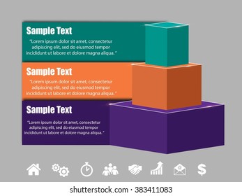 Anuncio de infografía de Vector 3D con iconos de pirámide y lugar para su texto eps10