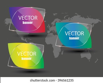 3D vector infographic banner with shiny glass and place for text eps 10
