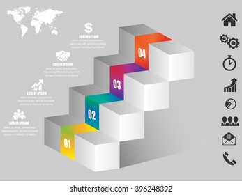 3D vector infographic banner template with set of icons and place for text eps10