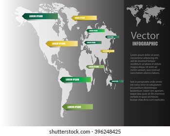 3D vector infographic banner template with map of world and place for text eps10