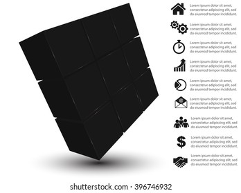 3D Vector infographic banner template with cubes and place for text eps10