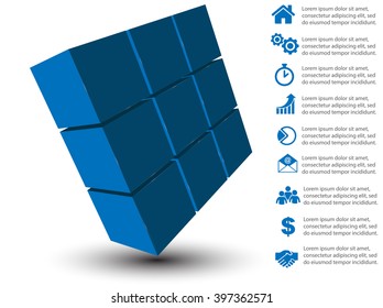 3D Vector infographic banner template with cubes and place for text eps10