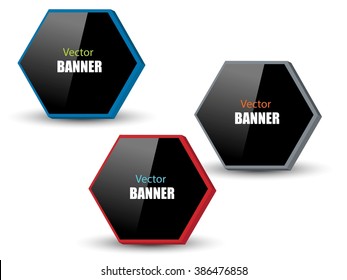 3D vector infographic design with hexogons black banners and shiny effect eps10