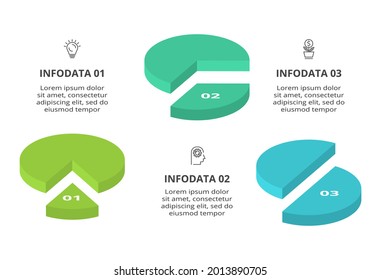 3D vector infographic pyramid, or comparison chart with 3 colorful levitating layers. The concept of  levels or stages of a business project. Realistic infographic design template.