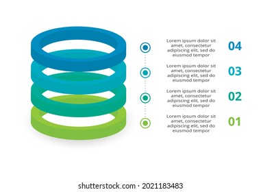3D vector infographic pyramid, or comparison chart with 4 colorful levitating layers.