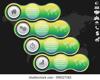 3D vector infographic round banners with icons map and place for text eps10