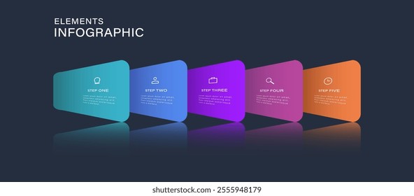 3d vector infographic template with 5 steps or options