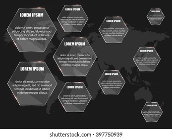 3D vector infographic template hexagons with icons eps10