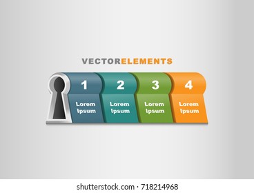 3D Vector Infographic Template Key To Success Concept Horizontal Style