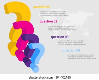 3D vector infographic template with question marks and place for text eps10