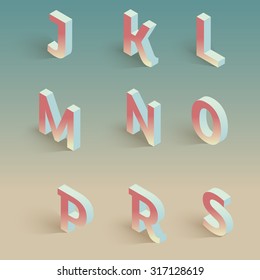  3d vector isometric alphabet
