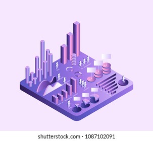3d vector isometric diagram Concept of growth and distribution Medicine Health Education Education Business Sociology Gradient ultraviolet isolated island