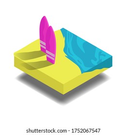 Ilustración isométrica vectorial 3D , viajes y vacaciones tropicales de la isla de la playa de verano , colección de infografía conceptual