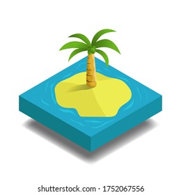 Ilustración isométrica vectorial 3D , viajes y vacaciones tropicales de la isla de la playa de verano , colección de infografía conceptual