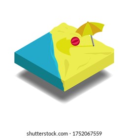 3D vector isometric illustration , summer beach island tropic travel and holiday , concept infographic collection
