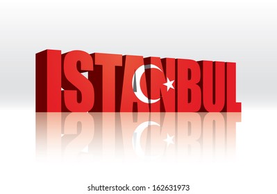 3D Vector Istanbul (Turkey) Word Text Flag 