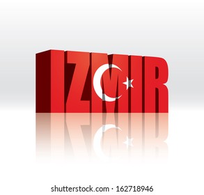 3D Vector Izmir (Turkey) Word Text Flag 