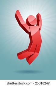 Ilustración del hombre con salto vectorial 3d.