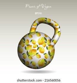 3D vector kettlebell with lemon design