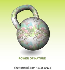 3D vector kettlebell with magnolia design