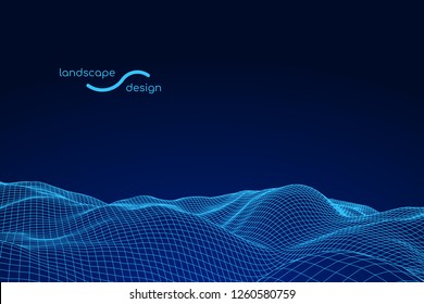 3d vector landscape. Illustrator business content. Abstract background art.