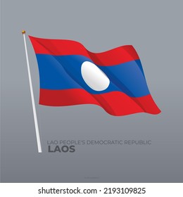 3D vector Laos national flag waving illustration