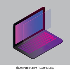 3D vector Laptop with open screen