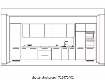 Sample Typical Objects Modular Kitchens Flat Stock Vector (Royalty Free ...