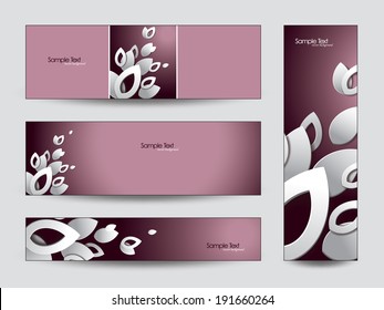 3D Vector Leaves. Abstract Banners. Eps10.