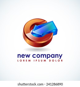3d vector letter C and Arrow logo