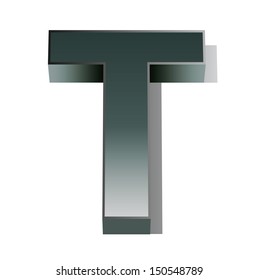 3d vector of the letter T on a white isolated background. 