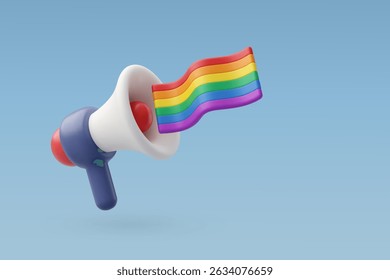 3d Vector LGBT megaphone with rainbow, LGBT Pride month or pride day concept. Eps 10 Vector.