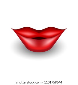 3d Vector Lips Icon Isolated. Beautiful Realistic Woman Mouth for Lipstick and other Cosmetic Advertising. Plastic Surgery Effect