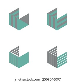 3D Vector Logo Design. Letter C Cubic Style Logo. Symbol Template.