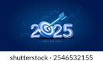 3d Vector Logo design for New Year 2025 with business target and stock market growth graph background.