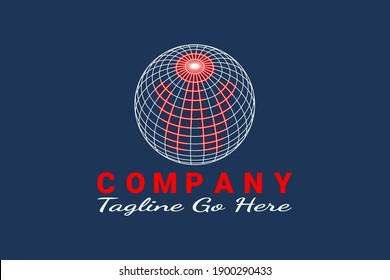 3D vector logo element with globe illustration and outline pattern forming initials "W". Usable for global business logos.