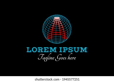 3D vector logo element with globe illustration and outline pattern forming initials "A". Usable for global business logos.