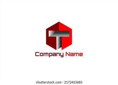 3D vector logo element with initial T in shield shape. Usable for general business brands