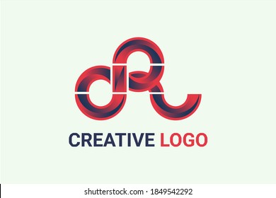 3D vector logo element with loop style forming initials "R" or "JR" or "SR" or "dR" or "JQ" or "SQ" or "dQ". Usable for general technology and business logo elements.