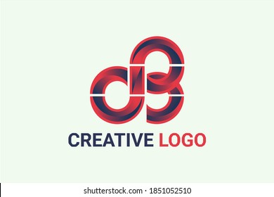 3D vector logo element with loop style forming initials "B" or "JB" or "SB" or "dB". Usable for general technology and business logo elements.