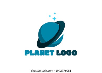 3D vector logo element with planet and orbit illustration forming the initials "e". Usable for general business logos.