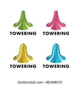 3d vector logos. Set of colorful towers symbols
