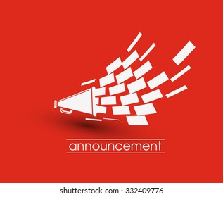 3d vector loudspeaker, megaphone, speaker with isolated on red background.
