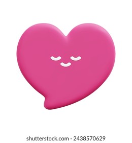 3d vector love with heart shape speech bubble icon. Isolated on white background. 3d social media communication concept. Cartoon minimal style. 3d chat icon vector render illustration.