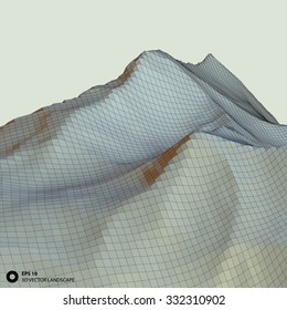 3d vector low poly mountain landscape.