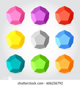3d vector low poly pentagon