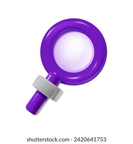 3d vector magnifying glass. Discovery, research, search, analysis concept.