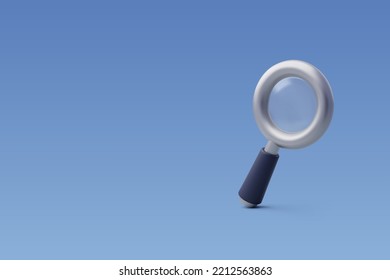 3d Vector Magnifying glass. Finding, Reading, Research, Analysis information concept. Eps 10 Vector.